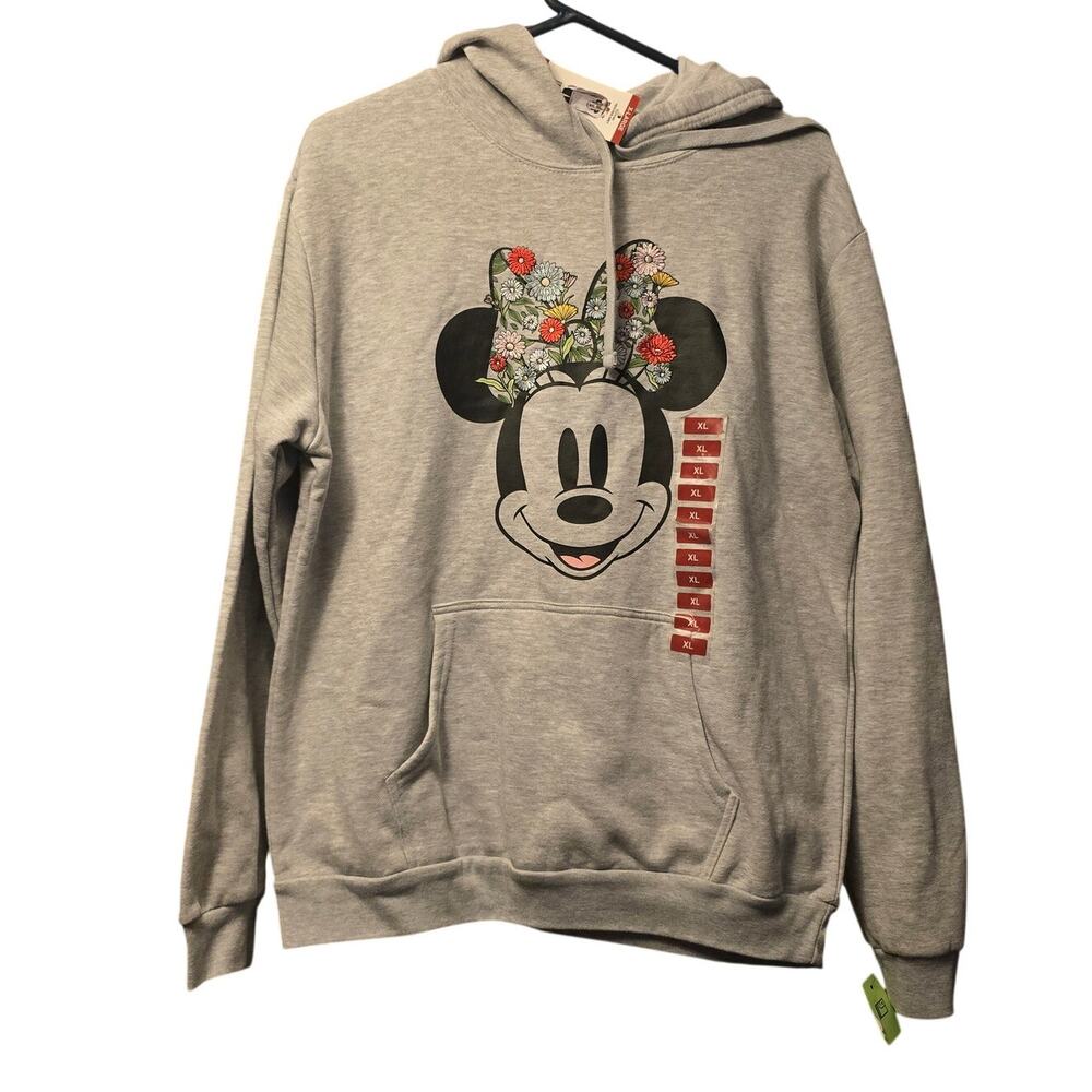 Disney Minnie mouse embroidered floral bow hoodie NWT womens XL